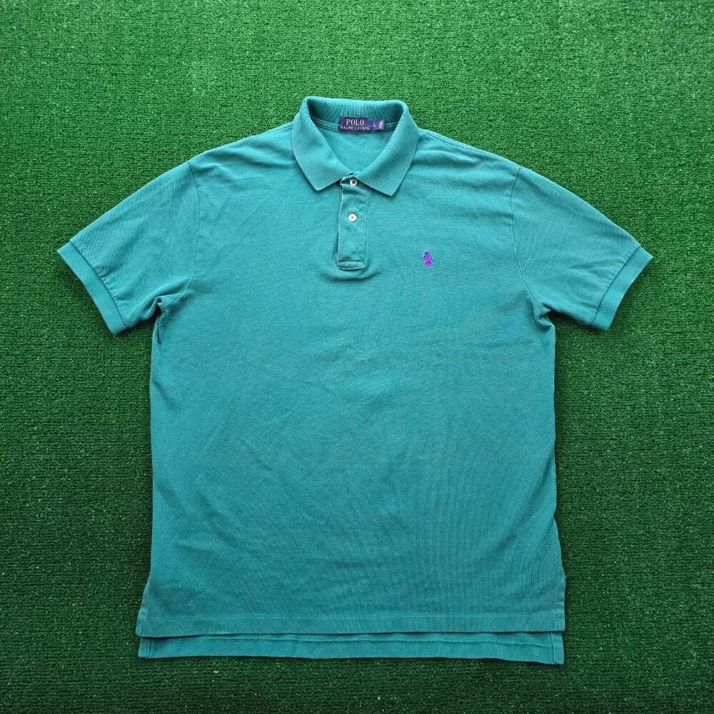 Polo Ralph Lauren Polo Shirt‎ Men Large Green Short Sleeve Preppy Golf Casual